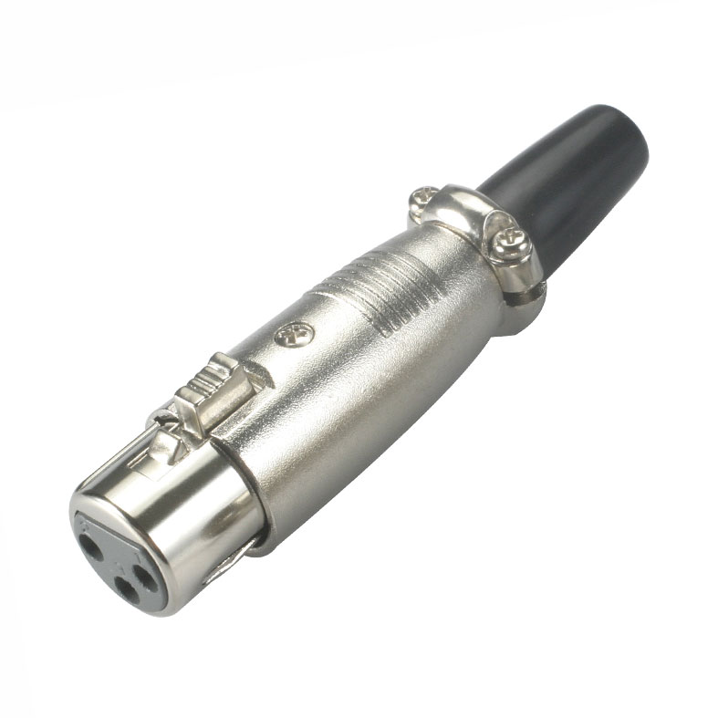 XLR female connector, cable type, nickel plated, screw, 