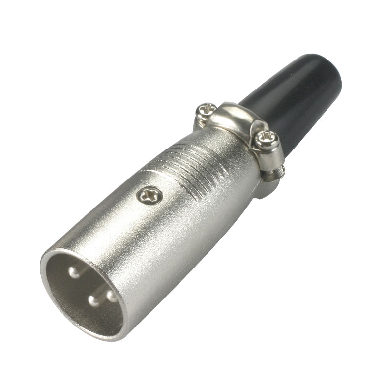 XLR male connector, cable type, nickel plated, screw