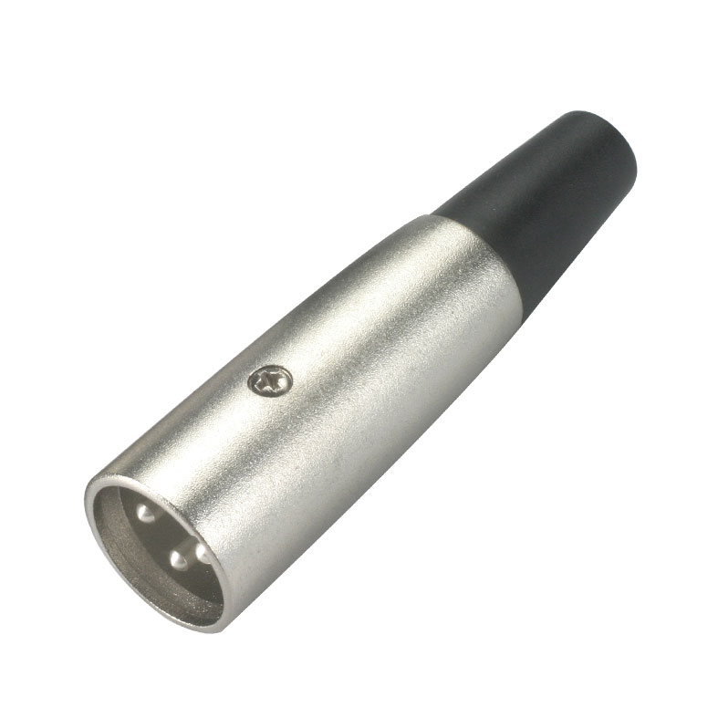 XLR male connector, cable type, nickel plated, screw, for wire